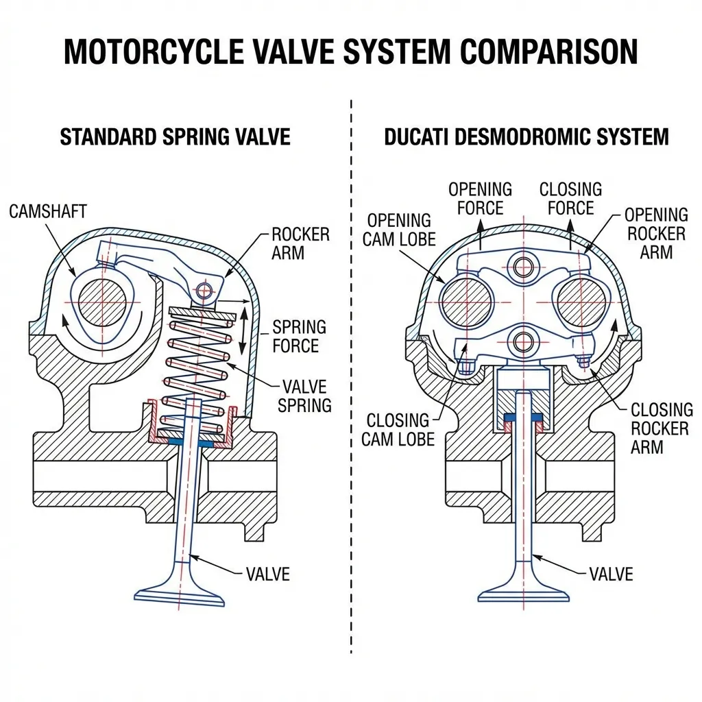 Desmodromic vs Spring Valve System